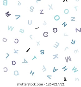 Light Pink, Blue vector seamless layout with latin alphabet. Abstract illustration with colored latin alphabet. Template for business cards, websites.