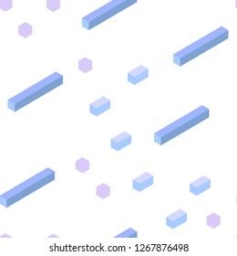 Light Pink, Blue vector seamless, isometric template with rhombus. Rectangles on abstract background with colorful gradient. Texture for window blinds, curtains.