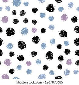 Light Pink, Blue vector seamless doodle texture with leaves. leaves on elegant natural pattern with gradient. Pattern for trendy fabric, wallpapers.