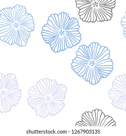 Light Pink, Blue vector seamless doodle pattern with flowers. Illustration with colorful abstract doodle flowers. Pattern for trendy fabric, wallpapers.