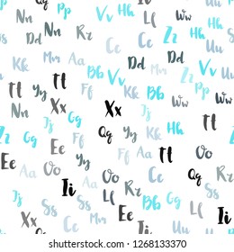 Light Pink, Blue vector seamless texture with ABC characters. Shining illustration with ABC symbols on abstract template. Texture for window blinds, curtains.