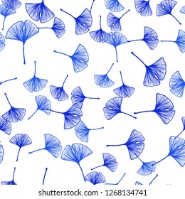 Light Pink, Blue vector seamless elegant pattern with leaves. An elegant bright illustration with leaves in Natural style. Design for textile, fabric, wallpapers.