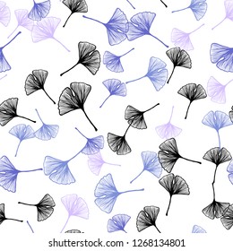 Light Pink, Blue vector seamless elegant wallpaper with leaves. Colorful illustration in doodle style with leaves. Design for textile, fabric, wallpapers.