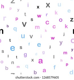 Light Pink, Blue vector seamless layout with latin alphabet. Abstract illustration with colored latin alphabet. Pattern for trendy fabric, wallpapers.
