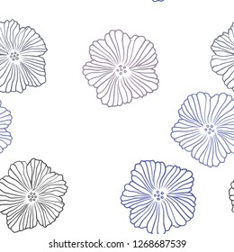 Light Pink, Blue vector seamless abstract design with flowers. Colorful illustration with flowers in doodle style. Pattern for design of fabric, wallpapers.