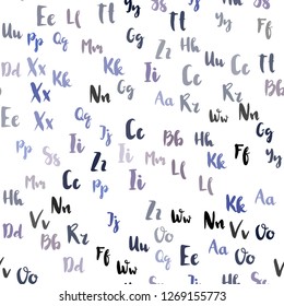 Light Pink, Blue vector seamless layout with latin alphabet. Colored alphabet signs with gradient on white background. Design for wallpaper, fabric makers.