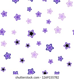 Light Pink, Blue vector seamless layout with bright stars. Stars on blurred abstract background with gradient. Design for textile, fabric, wallpapers.