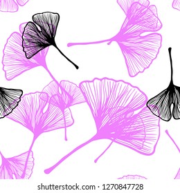 Light Pink, Blue vector seamless abstract background with leaves. Colorful illustration in doodle style with leaves. Pattern for design of fabric, wallpapers.