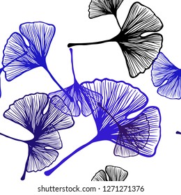 Light Pink, Blue vector seamless elegant background with leaves. Shining colored illustration with leaves in doodle style. Texture for window blinds, curtains.