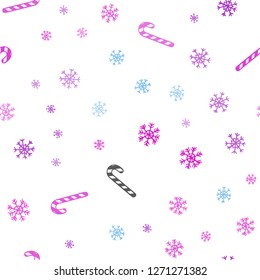 Light Pink, Blue vector seamless layout with christmas sweet desserts.