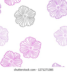 Light Pink, Blue vector seamless abstract backdrop with flowers. Glitter abstract illustration with flowers. Design for textile, fabric, wallpapers.