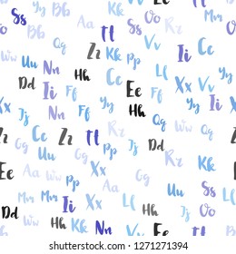 Light Pink, Blue vector seamless background with signs of alphabet. Abstract illustration with colored latin alphabet. Design for wallpaper, fabric makers.