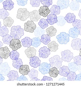 Light Pink, Blue vector seamless doodle pattern with flowers. An elegant bright illustration with flowers. Texture for window blinds, curtains.