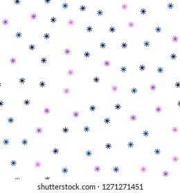 Light Pink, Blue vector seamless background with xmas snowflakes. Colorful decorative design in xmas style with snow. Design for wallpaper, fabric makers.