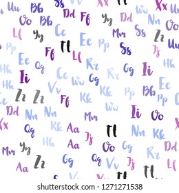Light Pink, Blue vector seamless texture with ABC characters. Shining colorful illustration with isolated letters. Template for business cards, websites.
