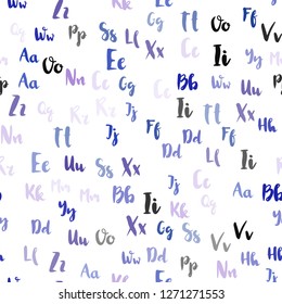 Light Pink, Blue vector seamless pattern with ABC symbols. Shining illustration with ABC symbols on abstract template. Template for business cards, websites.