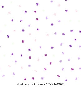 Light Pink, Blue vector seamless background with xmas snowflakes. Colorful decorative design in xmas style with snow. Texture for window blinds, curtains.