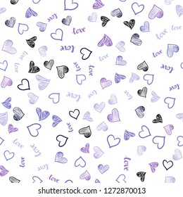 Light Pink, Blue vector seamless backdrop with phrase LOVE YOU, hearts. Illustration with phrase LOVE YOU, hearts for valentine's day. Design for textile, fabric, wallpapers.