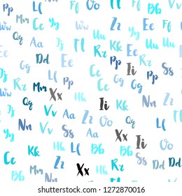 Light Pink, Blue vector seamless background with signs of alphabet. Abstract illustration with colored latin alphabet. Texture for window blinds, curtains.
