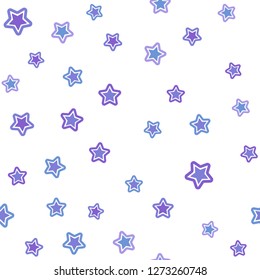 Light Pink, Blue vector seamless texture with beautiful stars. Glitter abstract illustration with colored stars. Pattern for trendy fabric, wallpapers.