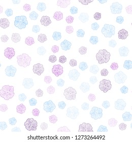 Light Pink, Blue vector seamless natural backdrop with flowers. Creative illustration in blurred style with flowers. Design for wallpaper, fabric makers.