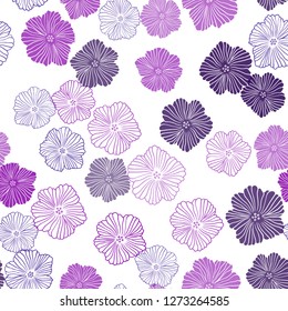 Light Pink, Blue vector seamless doodle pattern with flowers. Shining colored illustration with flowers. Pattern for trendy fabric, wallpapers.