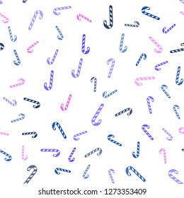 Light Pink, Blue vector seamless texture with xmas sweets, candies.