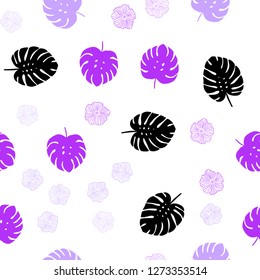 Light Pink, Blue vector seamless doodle layout with flowers, leaves. Colorful abstract illustration with leaves in doodle style. Pattern for trendy fabric, wallpapers.