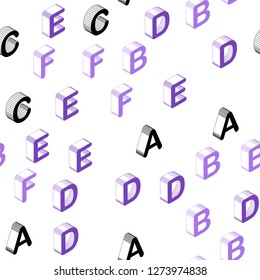 Light Pink, Blue vector seamless background with 3D signs of alphabet. Abstract illustration with colorful 3D latin alphabet. Template for business cards, websites.