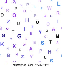 Light Pink, Blue vector seamless texture with ABC characters. Shining illustration with ABC symbols on abstract template. Design for textile, fabric, wallpapers.