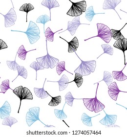 Light Pink, Blue vector seamless abstract design with leaves. Colorful illustration in doodle style with leaves. Pattern for design of fabric, wallpapers.