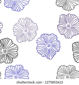 Light Pink, Blue vector seamless natural backdrop with flowers. Modern abstract illustration with flowers. Pattern for design of fabric, wallpapers.
