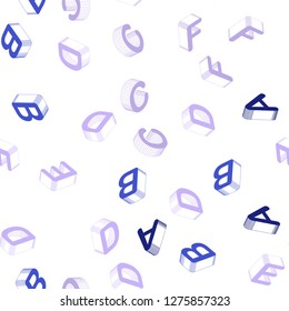 Light Pink, Blue vector seamless pattern with 3D ABC symbols. Abstract illustration with 3D ABC symbols. Template for business cards, websites.