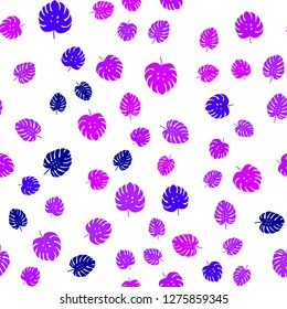 Light Pink, Blue vector seamless natural background with leaves. Blurred decorative design in Indian style with leaves. Design for textile, fabric, wallpapers.