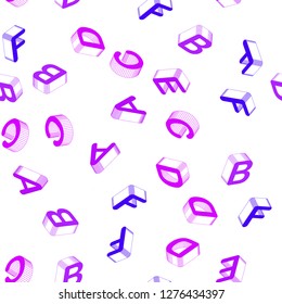 Light Pink, Blue vector seamless layout with 3D latin alphabet. Abstract illustration with colorful 3D latin alphabet. Texture for window blinds, curtains.