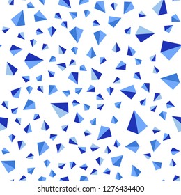 Light Pink, Blue vector seamless, isometric background with triangles. Glitter abstract illustration with triangular shapes. Texture for window blinds, curtains.