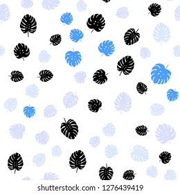 Light Pink, Blue vector seamless elegant pattern with leaves. A vague abstract illustration with leaves in doodles style. Pattern for trendy fabric, wallpapers.