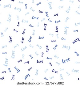 Light Pink, Blue vector seamless backdrop with phrase LOVE YOU. Phrase LOVE YOU with colorful gradient in abstract style. Pattern for trendy fabric, wallpapers.