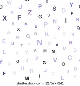 Light Pink, Blue vector seamless layout with latin alphabet. Blurred design in simple style with signs of alphabet. Template for business cards, websites.