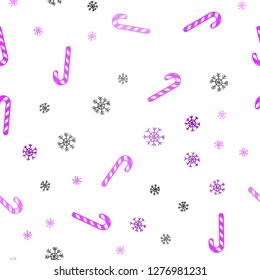 Light Pink, Blue vector seamless pattern with delicious xmas candies.
