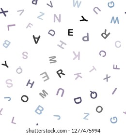 Light Pink, Blue vector seamless pattern with ABC symbols. Blurred design in simple style with signs of alphabet. Template for business cards, websites.
