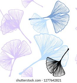 Light Pink, Blue vector seamless natural artwork with leaves. Modern geometrical abstract illustration with leaves. Template for business cards, websites.