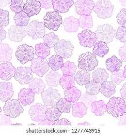 Light Pink, Blue vector seamless doodle texture with flowers. Illustration with colorful abstract doodle flowers. Design for wallpaper, fabric makers.