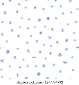 Light Pink, Blue vector seamless cover with beautiful snowflakes. Colorful decorative design in xmas style with snow. Design for wallpaper, fabric makers.