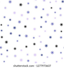 Light Pink, Blue vector seamless background with xmas snowflakes. Colorful snowflakes with gradient on abstract background. Design for textile, fabric, wallpapers.