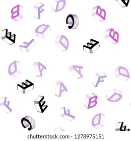 Light Pink, Blue vector seamless template with 3D isolated letters. Abstract illustration with colorful 3D latin alphabet. Template for business cards, websites.