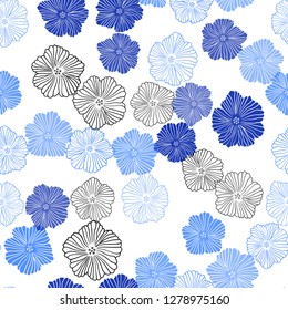 Light Pink, Blue vector seamless doodle background with flowers. Brand new colored illustration with flowers. Texture for window blinds, curtains.