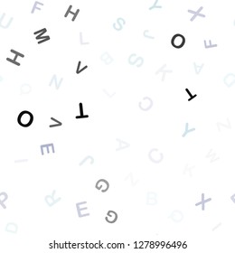 Light Pink, Blue vector seamless pattern with ABC symbols. Blurred design in simple style with signs of alphabet. Design for textile, fabric, wallpapers.