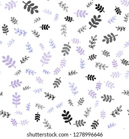 Light Pink, Blue vector seamless abstract design with leaves, branches. Illustration with doodles on abstract template. Pattern for design of fabric, wallpapers.