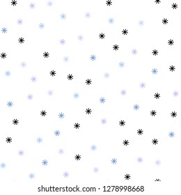 Light Pink, Blue vector seamless template with ice snowflakes. Colorful decorative design in xmas style with snow. Pattern for design of fabric, wallpapers.